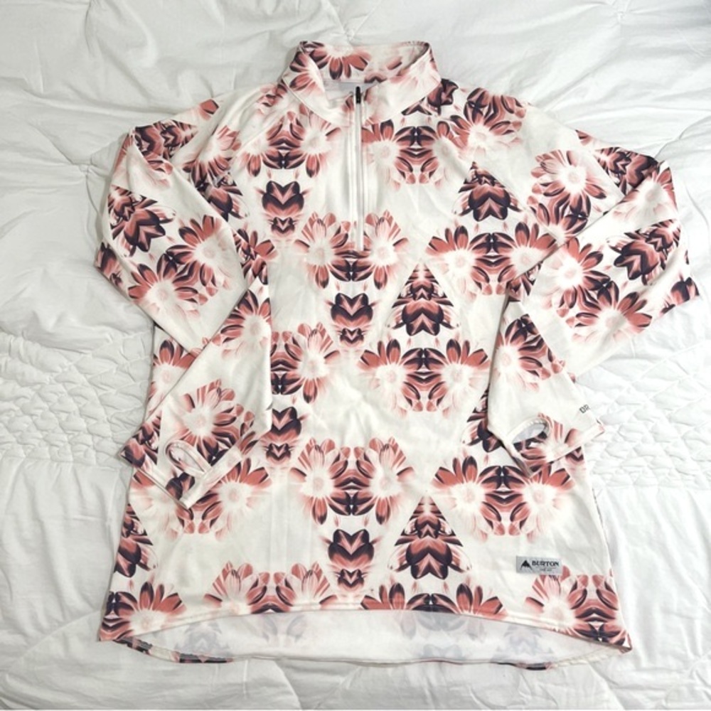 BURTON Womens XL Stout White Stylus Expedition Dryride Quarter Zip Base Layer